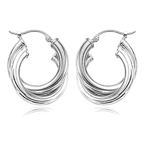 Earrings - Small Double Tube Hoop (l&r) Earrings - 63/068-Silver