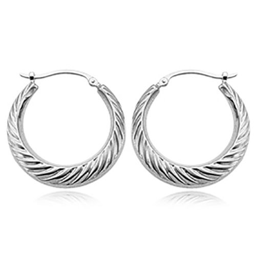 Earrings - Swirled Shell Hoop Earrings - 64/237 - Sterling Silver