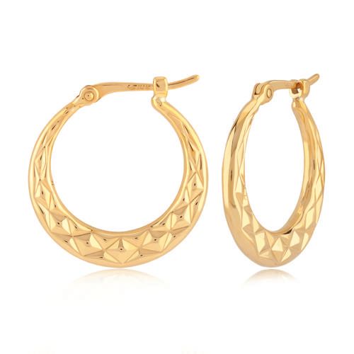 Small Diamond Cut Hoop Earrings - 04/003 - 14k Yellow Gold