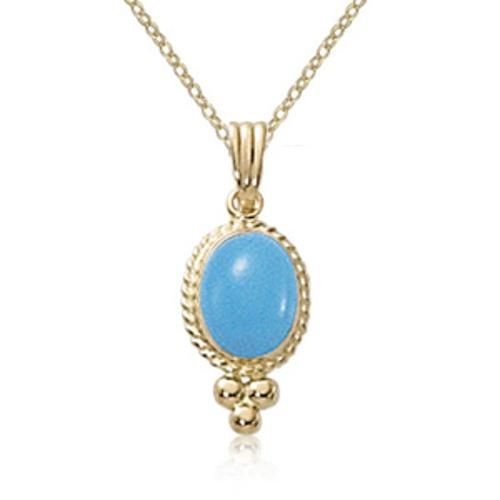 8 X 6 Turquoise Pendant - 05/144-20 - 14k Yellow Gold