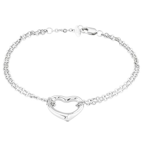Sterling Silver 12mm Open Heart Bracelet  - 71-604-7-5