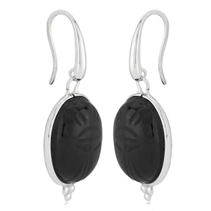 Carla Ss 20x15 Black Scarab W-beads Earrings