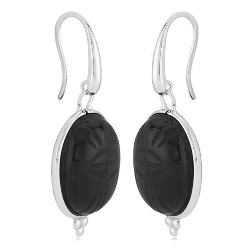 Carla Ss 20x15 Black Scarab W-beads Earrings