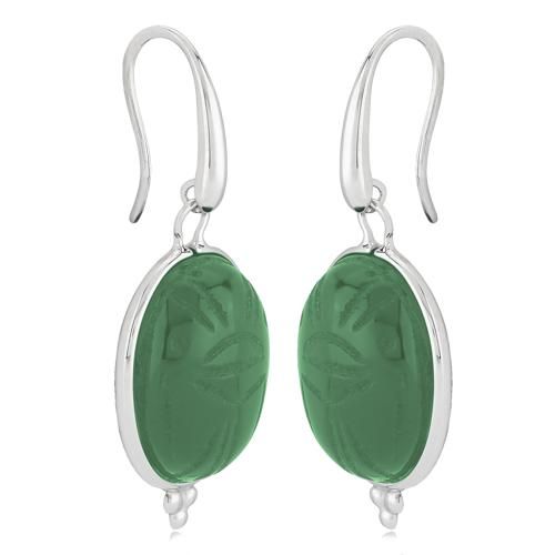 Carla Ss 20x15 Green Scarab W-beads Earrings