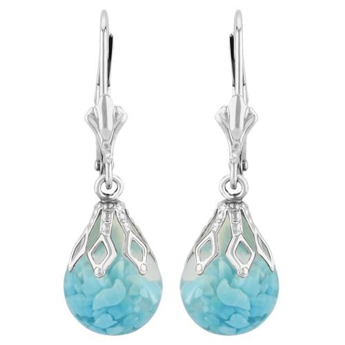 Carla Ss 8mm Floating Turq L/b Earrings