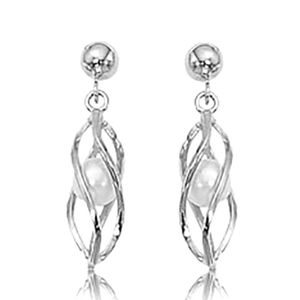 Carla Ss Ball Top Cage Pearl Earrings