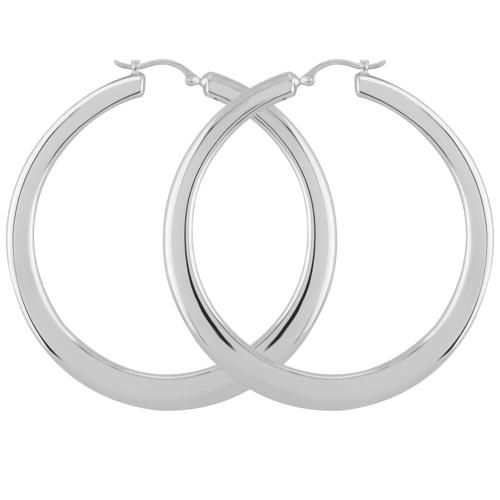 Carla Ss Flat Tapered Round Hoop Earrings