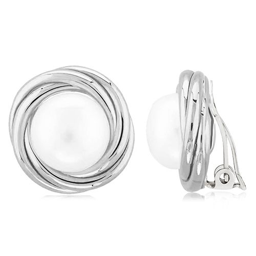 Carla Ss Knot W/8mm Fw Pearl Non-pierced Earrings