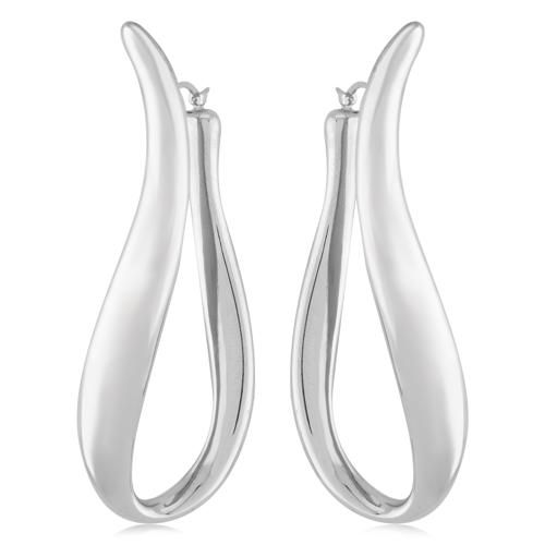 Carla Ss Long Fancy Offset Hoop Earrings