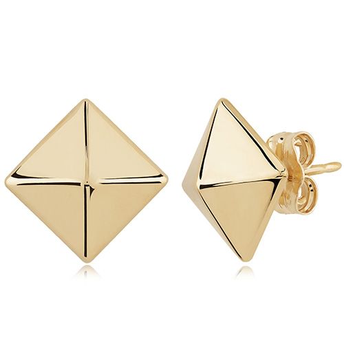 Pyramid Post Earrings - 14K Yellow Gold