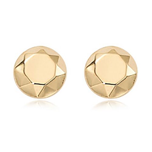 Faceted Dome Earrings - 14K Yellow Gold
