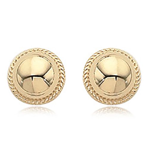 Rimmed Domed Button Earrings - 14K Yellow Gold - 04-449