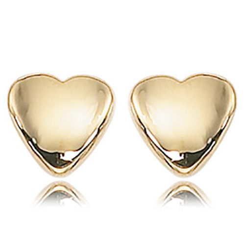 Heart Button Earrings - 14K Yellow Gold