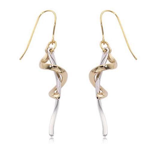 Two-tone Double Twist Drop (l & R) Earrings - 21/3223yw - 14k Two Tone