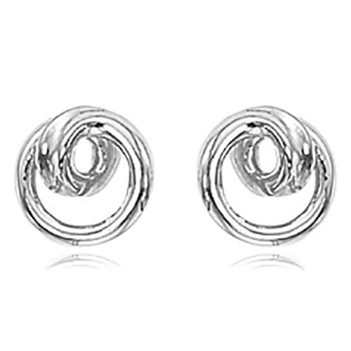 Swirl Knot Button Earrings - 14K White Gold