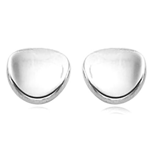 Dapped Disk Stud Earrings - 14K White Gold - 21-3144W