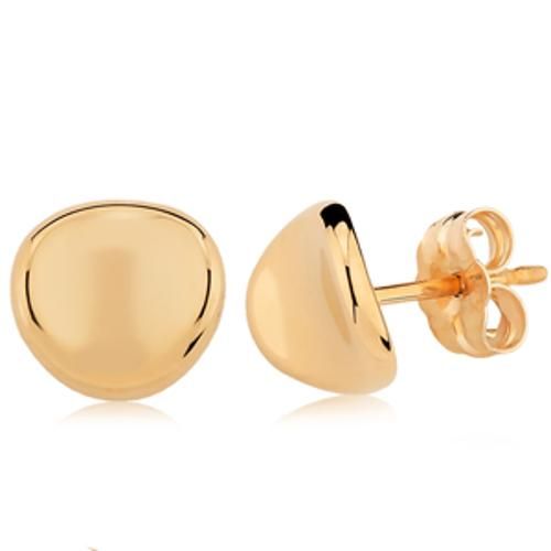 Dapped Disk Button Earrings - 14K Yellow Gold - 21-3213