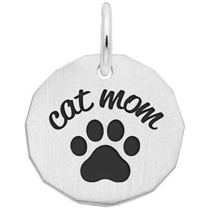 Cat Mom Charm 14K While Gold - 10-1981-0-14KW