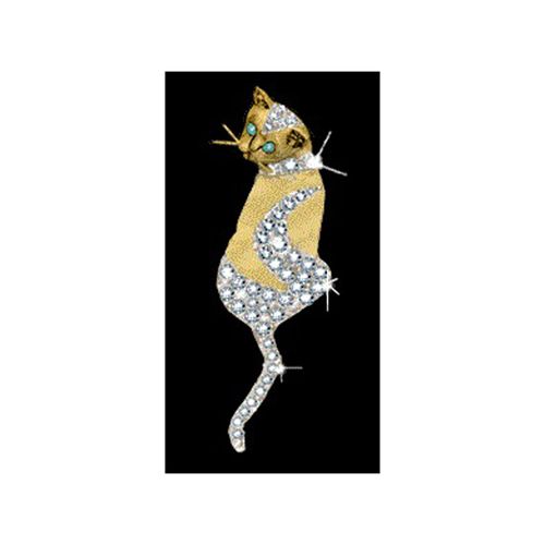 Cat Sitting Diamond Pave Pendant - 14K Yellow Gold