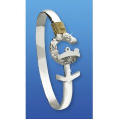Cayman Islands Caribbean Destination Bracelet - Sterling Silver & 14K Gold 6mm Wide