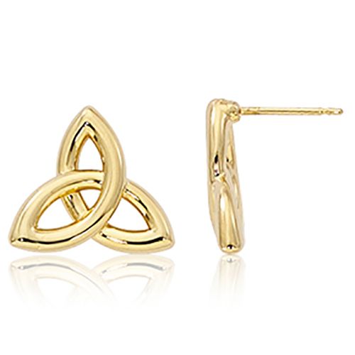 Celtic Infinity Stud Earrings - 14K Yellow Gold