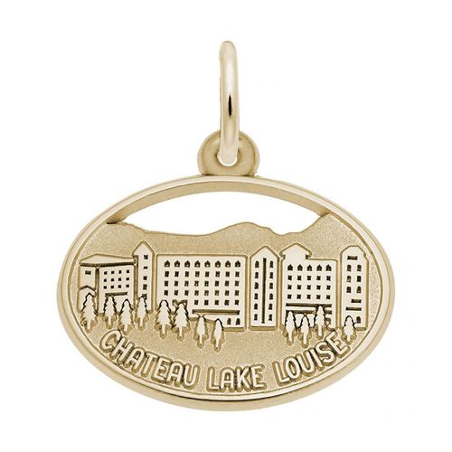 Chateau Lake Louise Oval Disc Charm - Gold Plated - 10-1715-gp