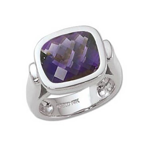 Checkerboard Amethyst Ring - 14K White Gold Size 7 - 70703AMWG