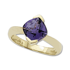 Checkerboard Amethyst Ring - 14K Yellow Gold Size 7 - 70319AM