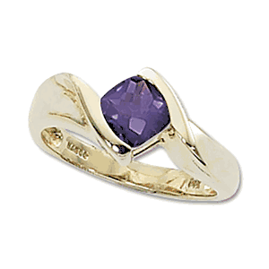 Checkerboard Amethyst Ring - 14K Yellow Gold Size 7 - 70308AM