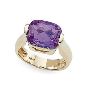 Checkerboard Amethyst Ring - 14K Yellow Gold Size 7 - 70786AM