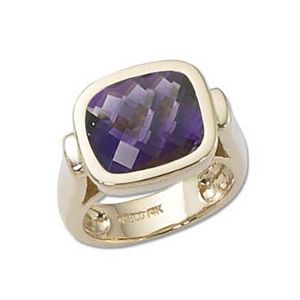 Checkerboard Amethyst Ring - 14K Yellow Gold Size 7 - 70703AM