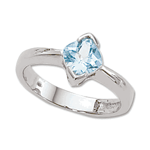 Checkerboard Aquamarine Ring - 14K White Gold Size 7