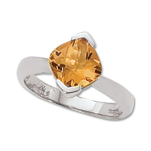 Checkerboard Citrine Ring - 14K White Gold Size 7 - 70319CIWG