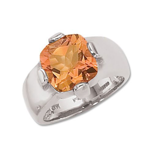 Checkerboard Citrine Ring - 14K White Gold Size 7 - 70477CIWG