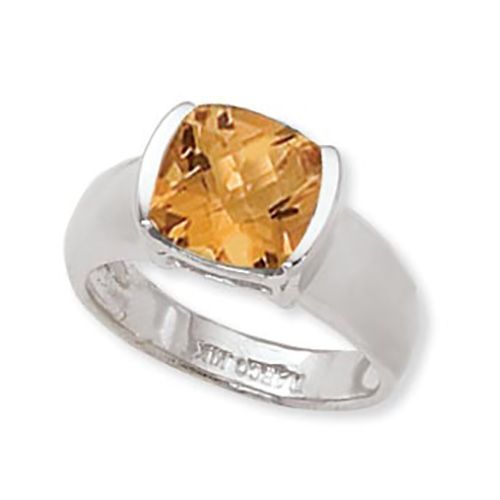 Checkerboard Citrine Ring - 14K White Gold Size 7 - 70287CIWG