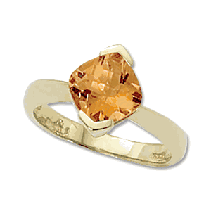 Checkerboard Citrine Ring - 14K Yellow Gold Size 7 - 70319CI