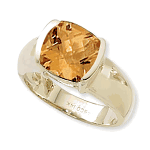 Checkerboard Citrine Ring - 14K Yellow Gold Size 7 - 70287CI