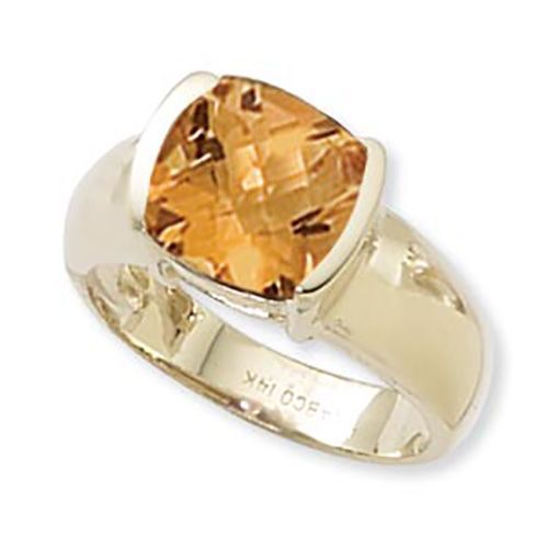 Checkerboard Citrine Ring - 14K Yellow Gold Size 7 - 70287CI