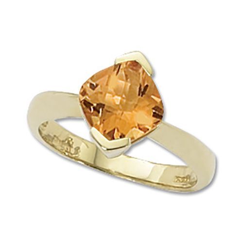 Checkerboard Citrine Ring - 14K Yellow Gold Size 7 - 70319CI