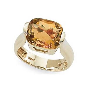 Checkerboard Citrine Ring - 14K Yellow Gold Size 7 - 70786CI