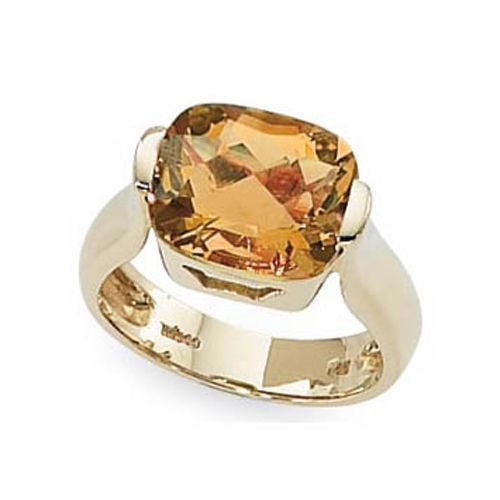 Checkerboard Citrine Ring - 14K Yellow Gold Size 7 - 70786CI