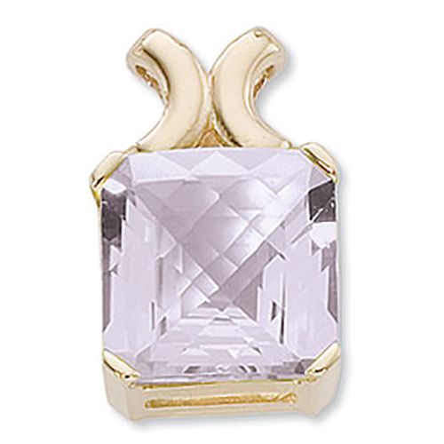 Checkerboard Cushion Rose De France Pendant - 14K Yellow Gold