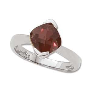 Checkerboard Garnet Ring - 14K White Gold Size 7 - 70319GAWG