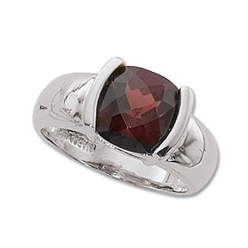Checkerboard Garnet Ring - 14K White Gold Size 7 - 70287GAWG
