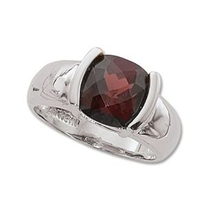 Checkerboard Garnet Ring - 14K White Gold Size 7 - 70287GAWG