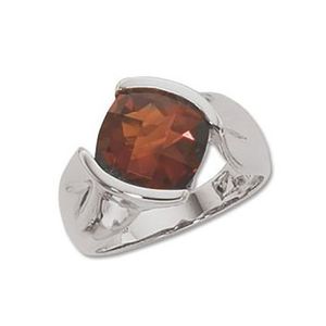 Checkerboard Garnet Ring - 14K White Gold Size 7 - 70256GAWG