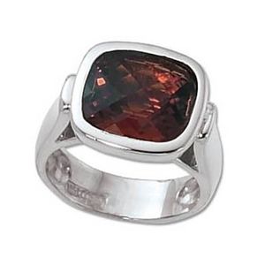 Checkerboard Garnet Ring - 14K White Gold Size 7 - 70703GAWG