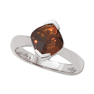 Checkerboard Madeira Citrine Ring - 14K White Gold Size 7