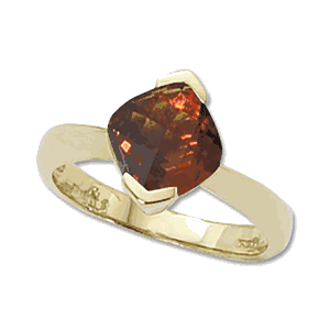 Checkerboard Madeira Citrine Ring - 14K Yellow Gold Size 7