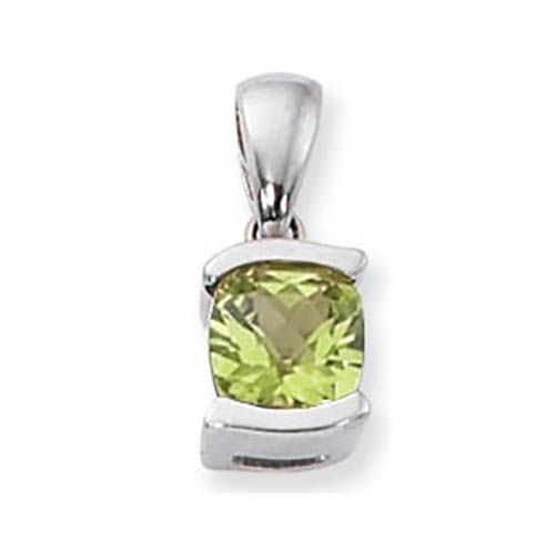Checkerboard Peridot Pendant - Sterling Silver